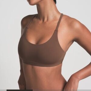 NWT SKIMS Fits Everybody Racerback Scoop Bralette Jasper Brown Women S MSRP $38